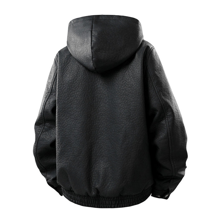 Herren Lederoptik-Blouson mit Kapuze, Teddyfutter und aufgesetzten Fronttaschen Mune Fashion