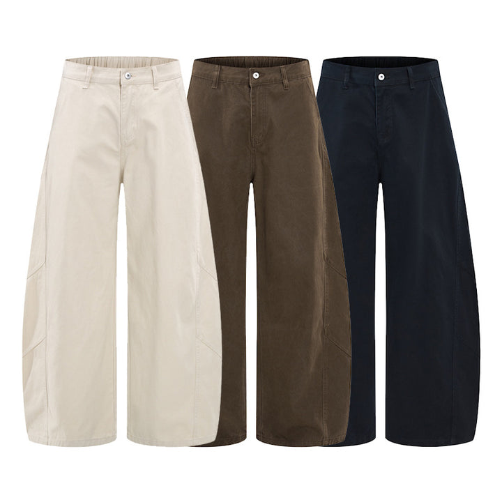 Men's Voluminous Panel Baggy Pants made of Cotton Twill with Balloon-Shaped Hem Mune Fashion