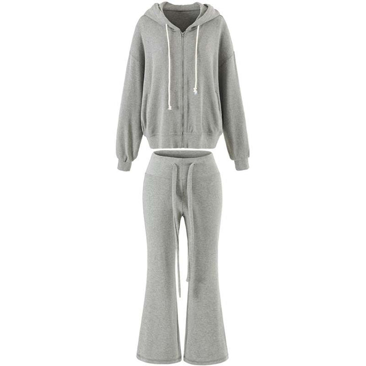 Women's Two-Piece Lounge Set with Zip Hoodie and Flared Jogging Pants Mune Fashion