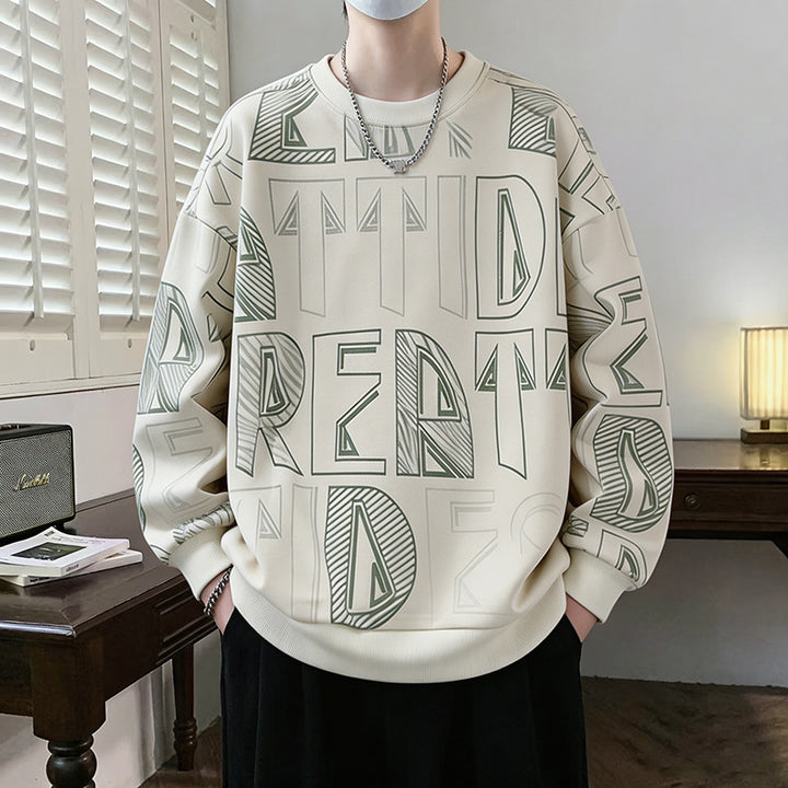 Men's Oversized Sweatshirt with large lettering print and ribbed hem Mune Fashion