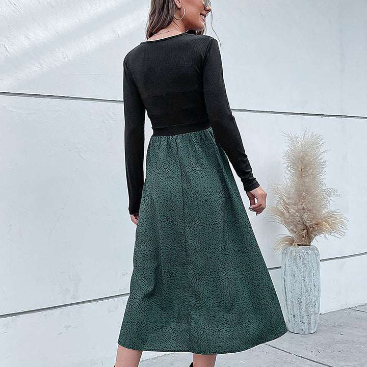 Women's Elegant Maxi Dress with V-Neck and Waist Belt Mune Fashion