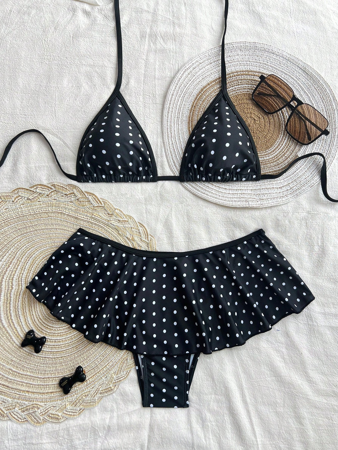 Ladies Triangle Bikini with Playful Ruffled Hem Mune Fashion