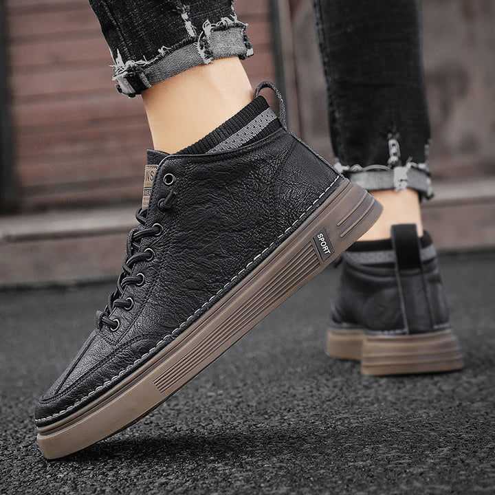 Women High Sneakers made of genuine leather with a sturdy profile and cushioned sole Mune Fashion