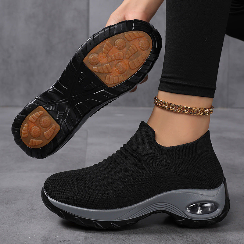 Women's breathable knit slippers with air-cushioned padding Mune Fashion