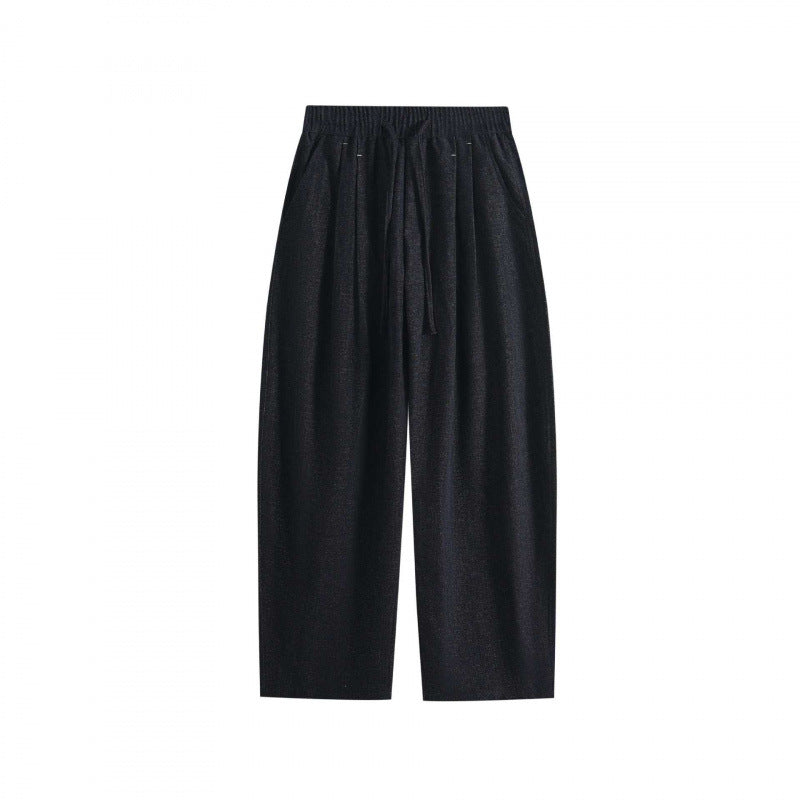 Women Wide Culotte Pants with Elastic Waistband and Drawstring Mune Fashion