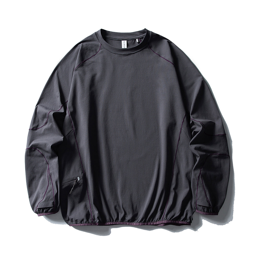 Unisex Technical Oversized Crew Neck Sweater with Flatlock Seams and Side Zipper Pocket Mune Fashion