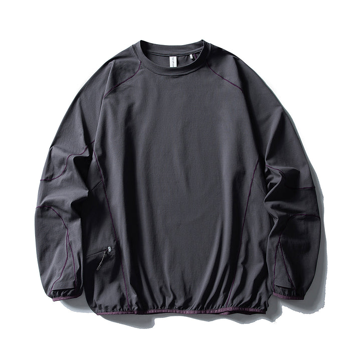 Unisex Technical Oversized Crew Neck Sweater with Flatlock Seams and Side Zipper Pocket Mune Fashion