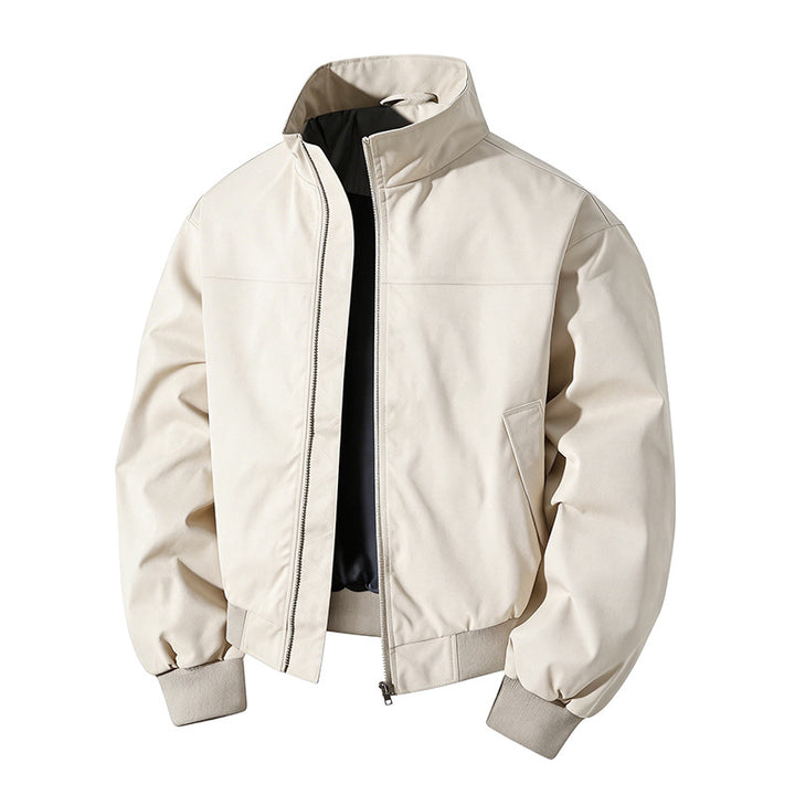 Men's short cut blouson with stand-up collar and ribbed hem Mune Fashion
