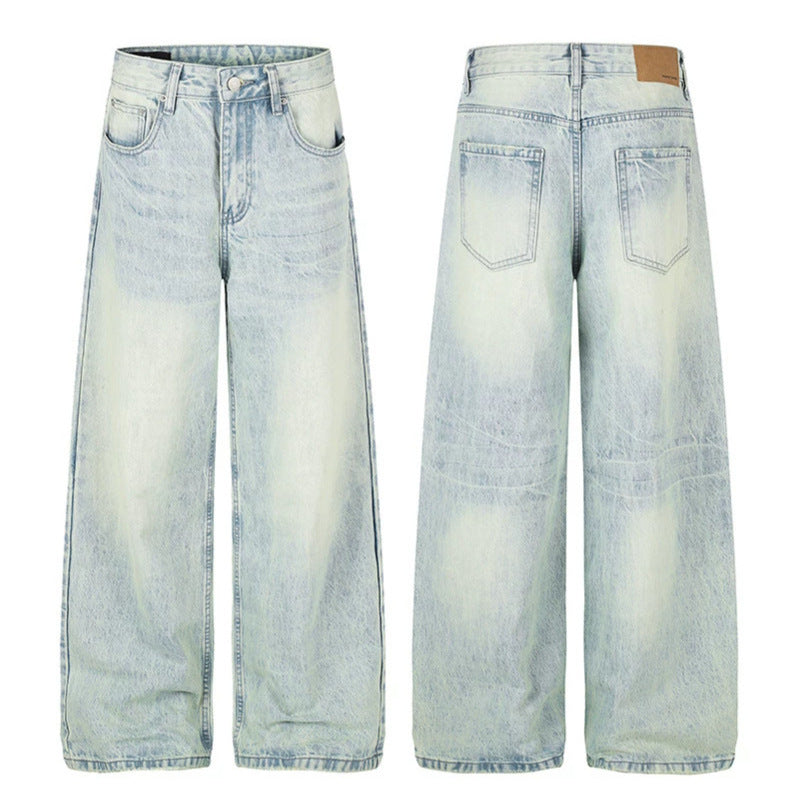 Women High-waisted Wide Jeans in Palazzo Cut with Wide Leg and Washed Look Mune Fashion