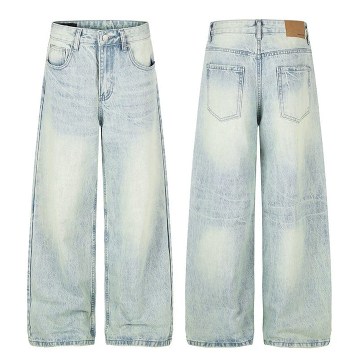 Women High-waisted Wide Jeans in Palazzo Cut with Wide Leg and Washed Look Mune Fashion
