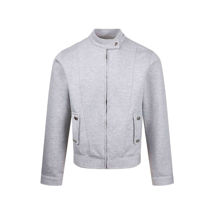 Women's short-cut sweat bomber jacket with stand-up collar, concealed zipper and flap pockets Mune Fashion