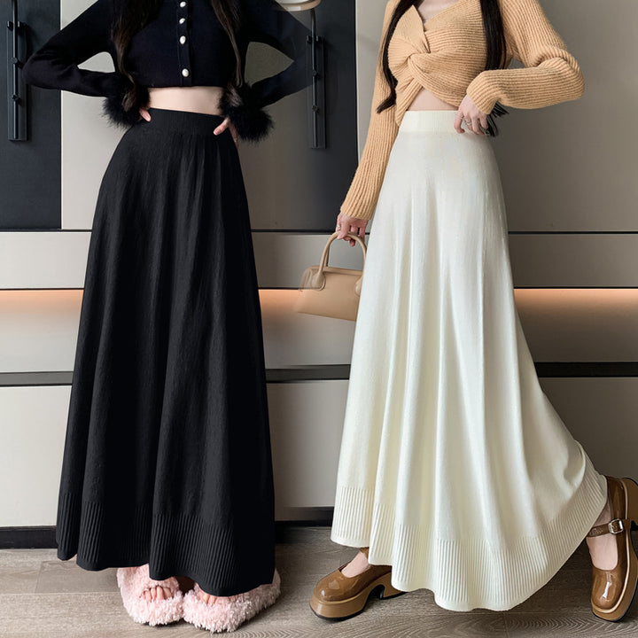 Ladies Elegant Maxi Skirt with Pleats and Elastic Waistband Mune Fashion