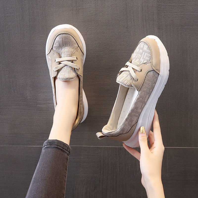 Women's light leisure shoe with breathable knitted upper and wedge sole Mune Fashion