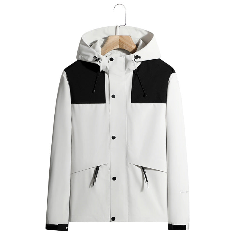 Men's Lightweight Water-Repellent Hooded Softshell Jacket with Concealed Press Stud Placket and Drawstring Mune Fashion