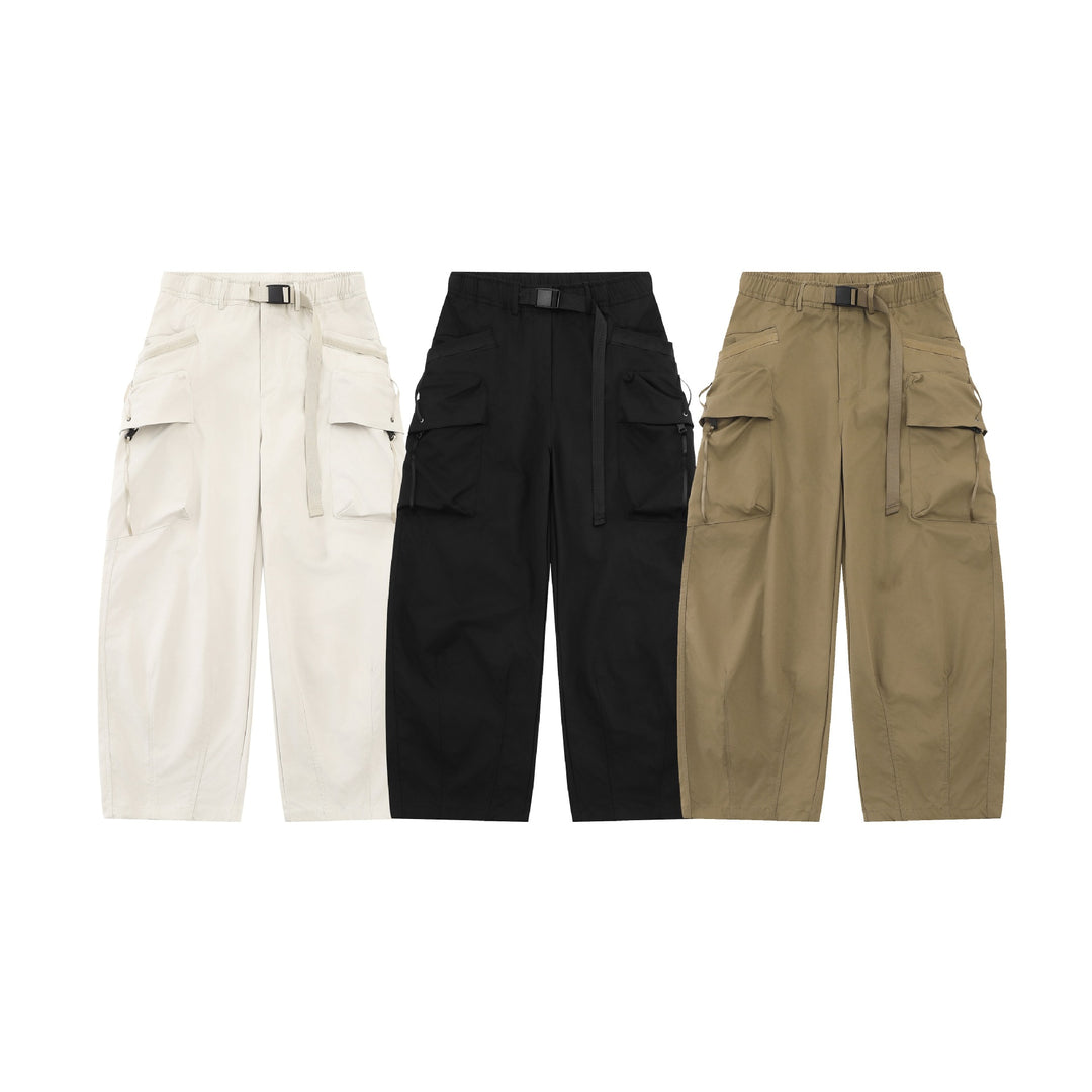 Women's Wide Cargo Culotte with Applied Pockets and Integrated Webbing Belt Mune Fashion