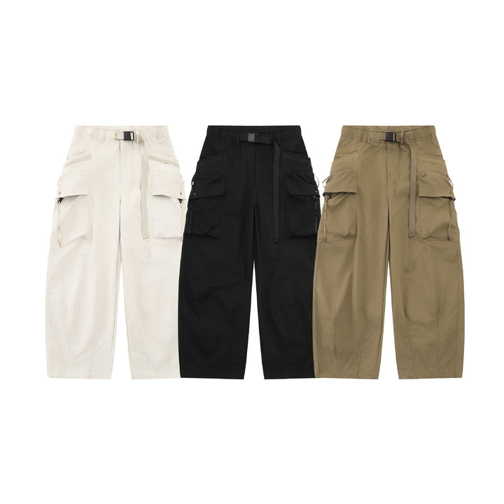 Women's Wide Cargo Culotte with Applied Pockets and Integrated Webbing Belt Mune Fashion