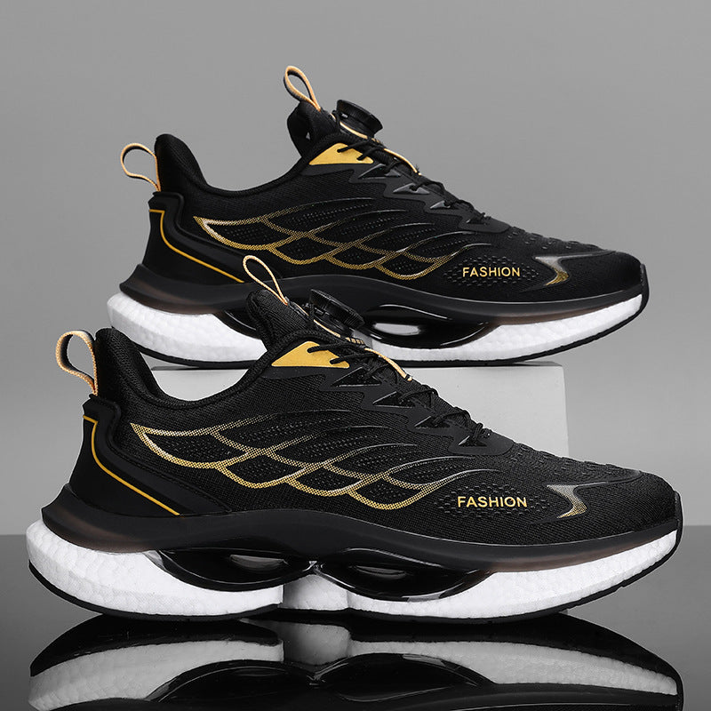 Men's breathable training sneakers with fine knitted upper material, rotary closure system and two-stage cushioning chamber sole Mune Fashion