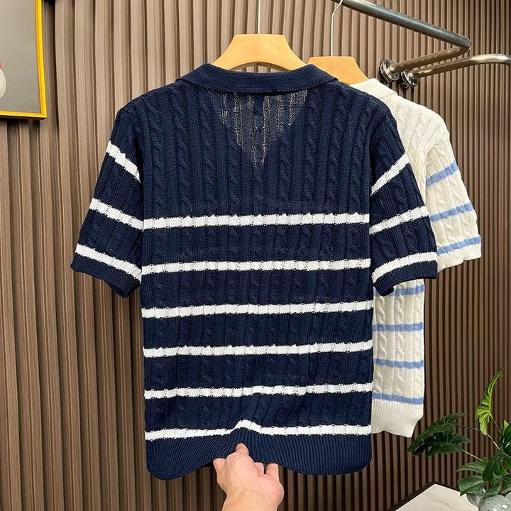 Men's short sleeve sweater with structured knit Mune Fashion