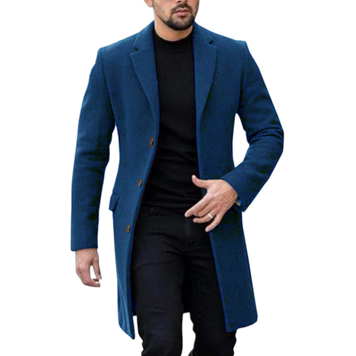 Men's Elegant Wool Coat with Modern Cut and Practical Pockets Mune