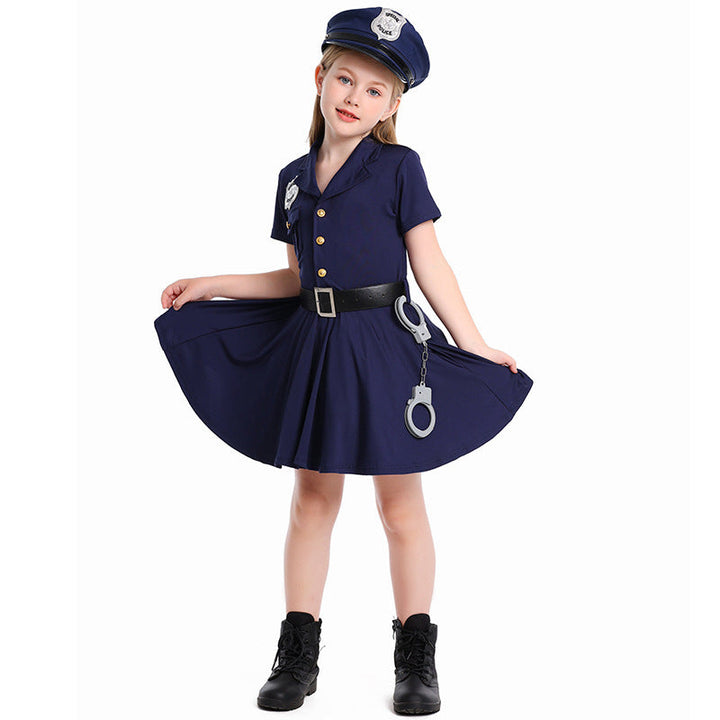 Girl Police Costume with Skirt and Hat Mune Fashion
