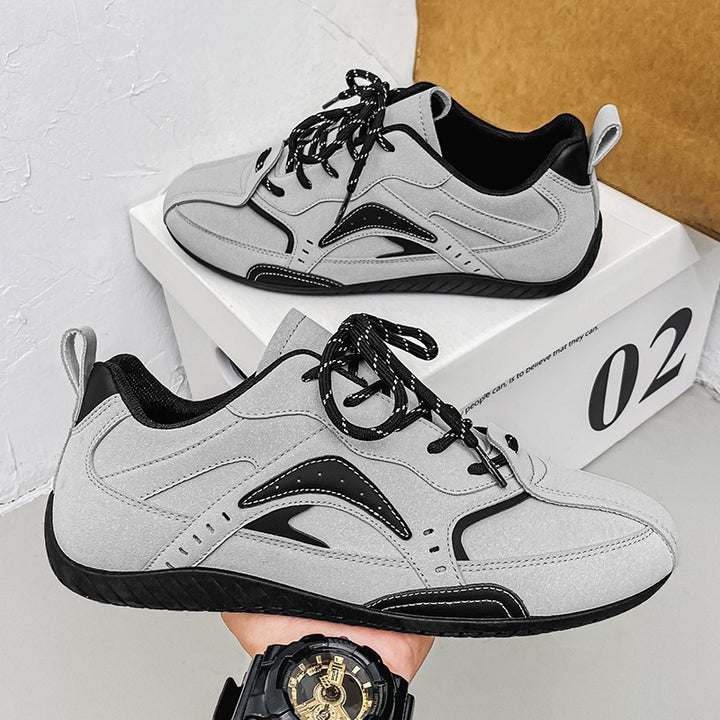 Unisex lightweight retro casual sneakers with suede-like upper material, padded entry, and flexible rubber outsole Mune Fashion