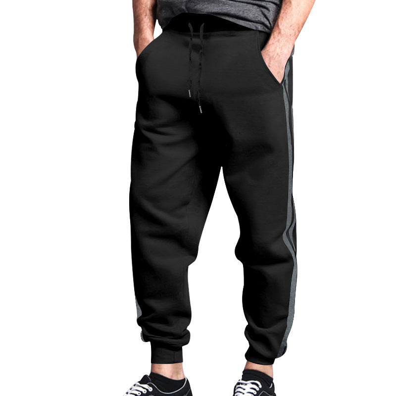 Men's Relaxed-Fit Jogging Pants with Side Contrast Stripe, Elastic Waistband & Drawstring Mune Fashion