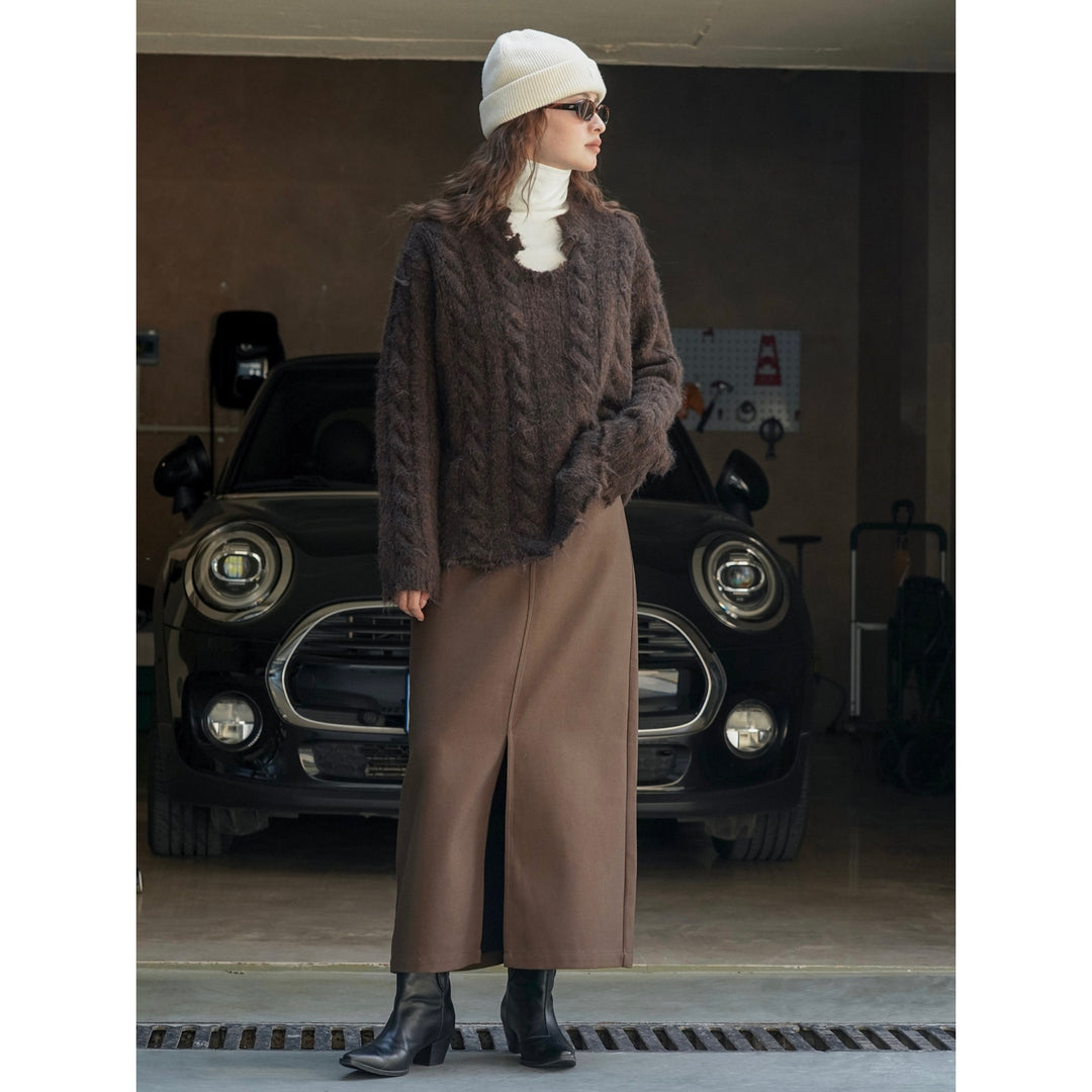 Women's Oversized Mohair-Optic Sweater with Fluffy Texture and Relaxed Silhouette Mune Fashion