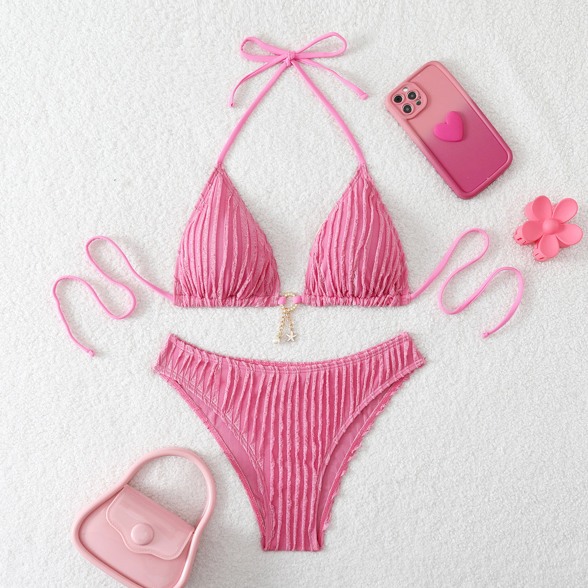 Women High-Cut Bikini Set with Sophisticated Ruffle Design Mune Fashion
