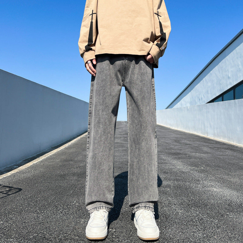Damen Weite Straight‑Fit Jeans mit hohem Bund, umgeschlagenem Saum und leichter Vintage‑Waschung Mune Fashion