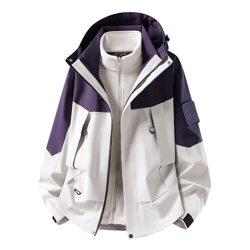 Unisex waterproof two-layer softshell rain jacket with removable fleece lining and hood Mune Fashion