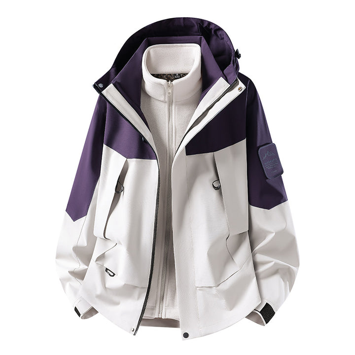 Unisex waterproof two-layer softshell rain jacket with removable fleece lining and hood Mune Fashion