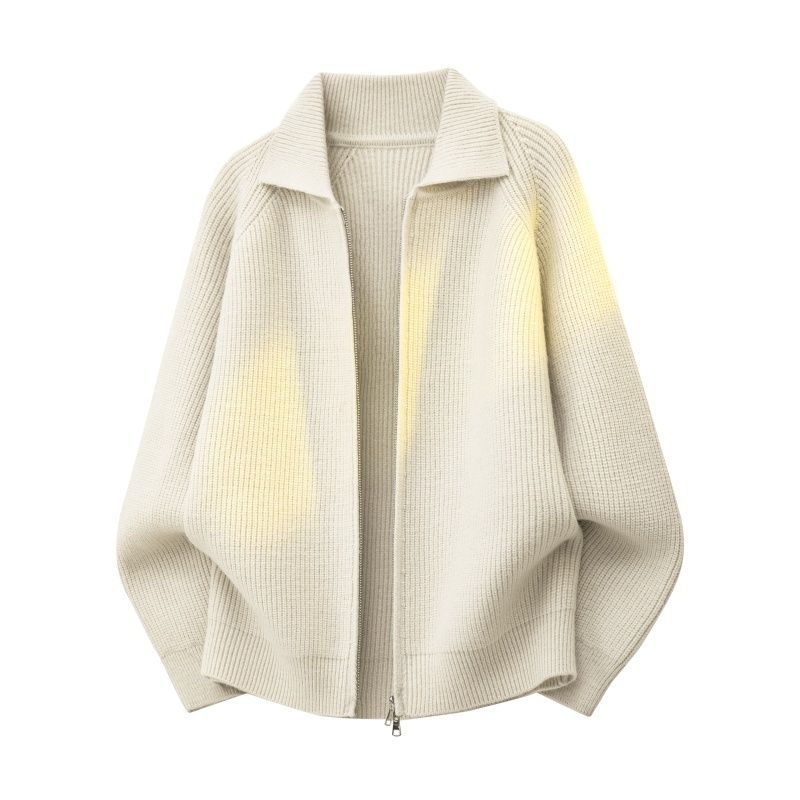 Women’s Oversized Cardigan with Full Zip, Ribbed Texture & Stand-Up Collar Mune Fashion