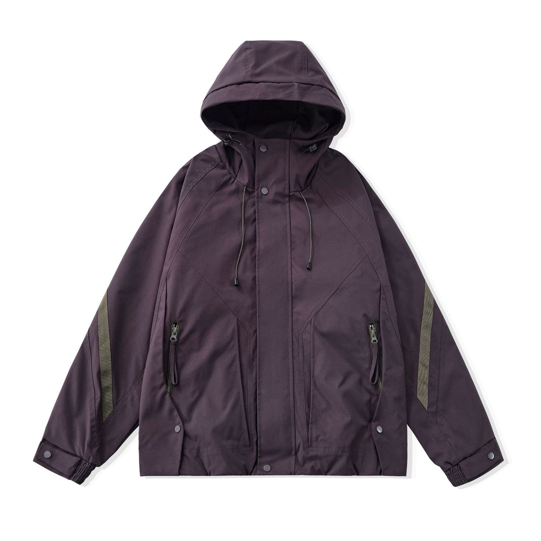 Men's short-cut boxy tech parka with hood, concealed front placket, and cargo zippers Mune Fashion