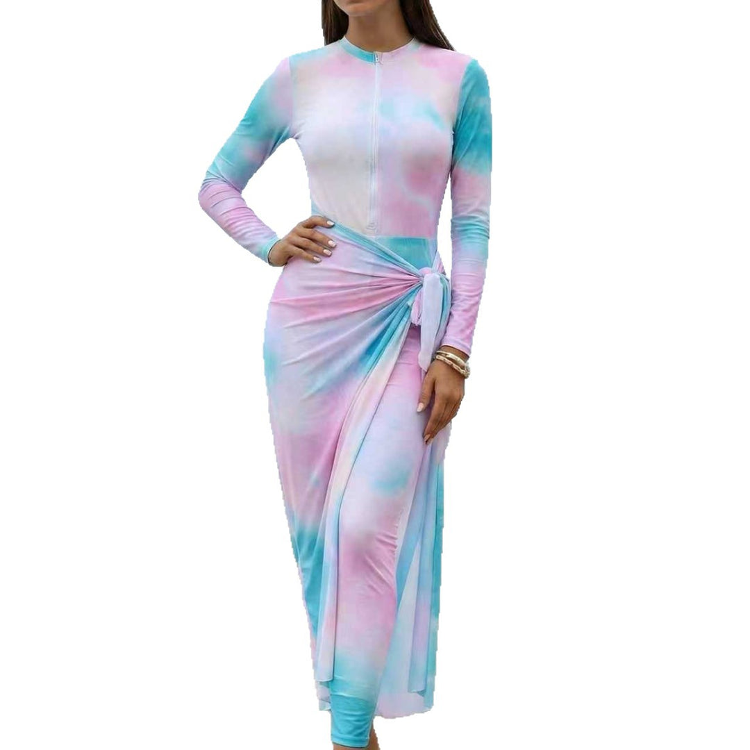 Women Elegant Surf Suit with Zipper and Wrap Detail Mune Fashion