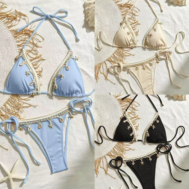 Women's triangle bikini with playful crochet details Mune Fashion