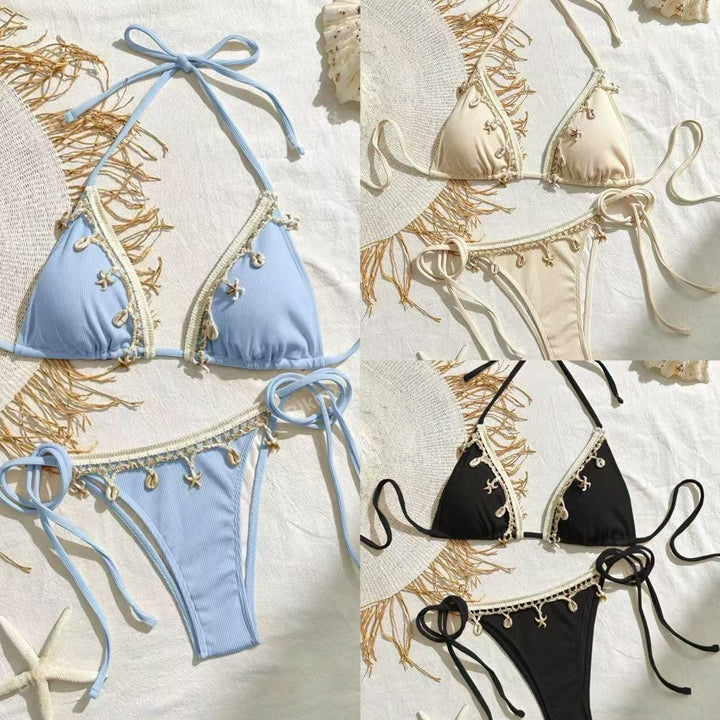 Women's triangle bikini with playful crochet details Mune Fashion