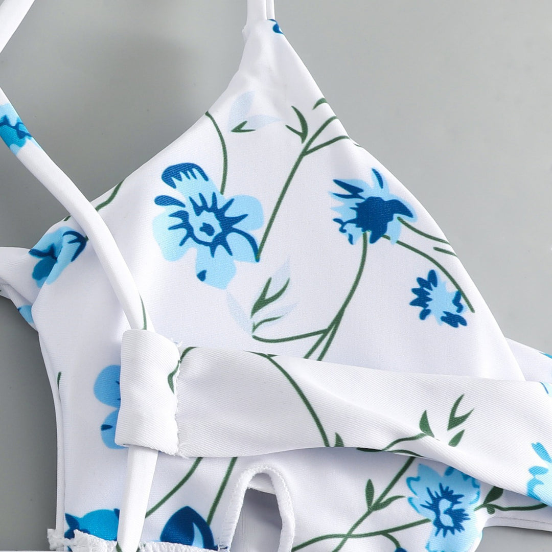 Women's triangle bikini with floral cut and adjustable straps Mune Fashion