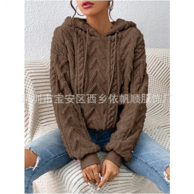 Women's fluffy hoodie with cable-knit pattern and oversized cut Mune Fashion