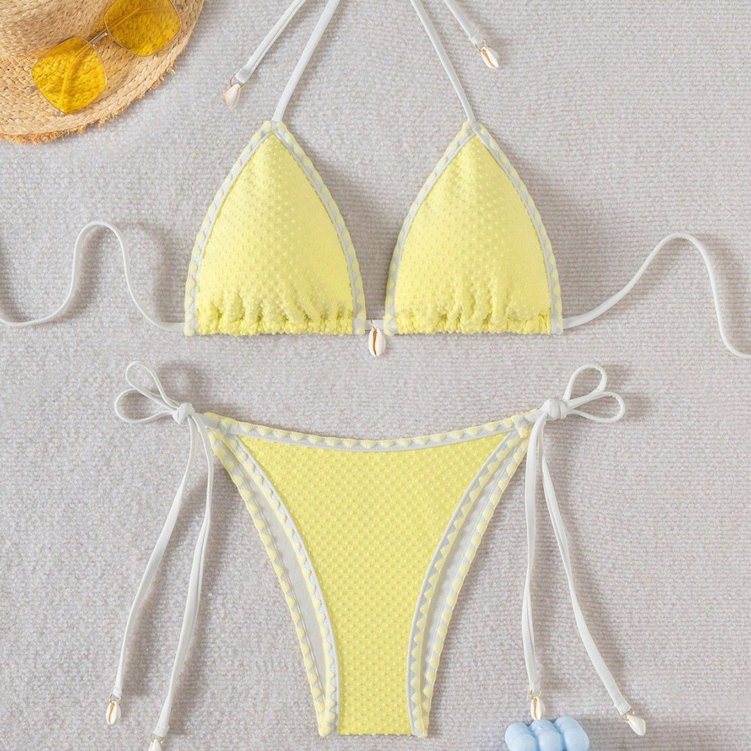 Women Triangle Bikini with delicate shell embellishments Mune Fashion