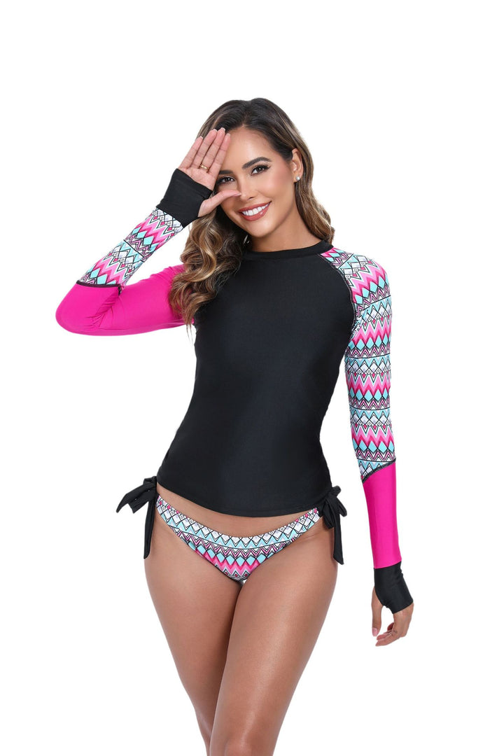 Damen Sportlicher Rashguard mit langem Arm und einzigartigem Design Echo Archiv