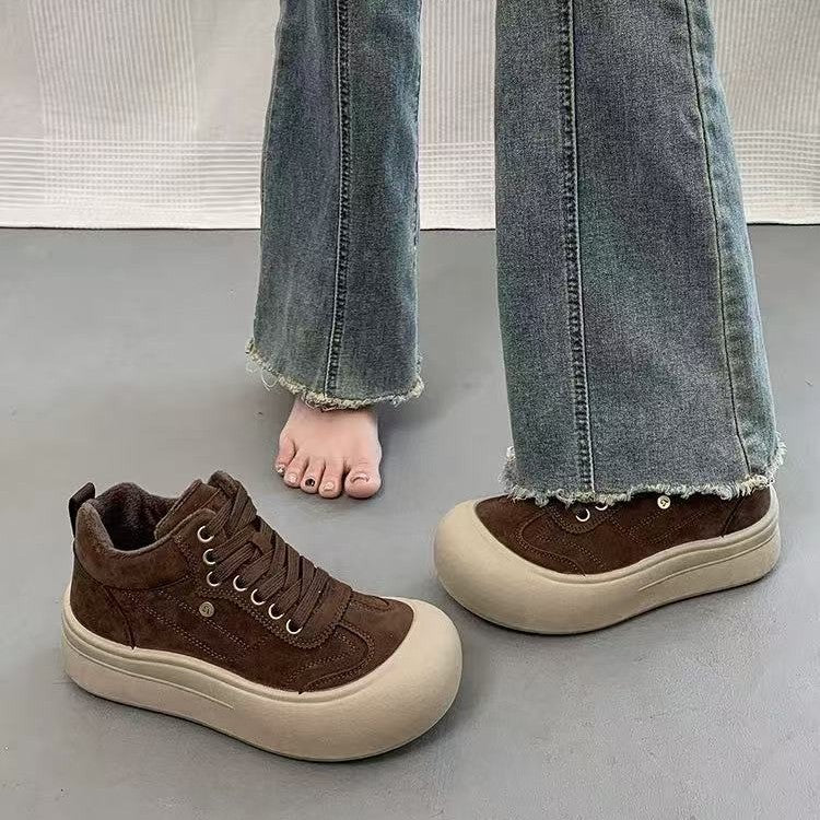 Women's Chunky Sneakers with Soft Suede and Cushioning Sole Mune Fashion