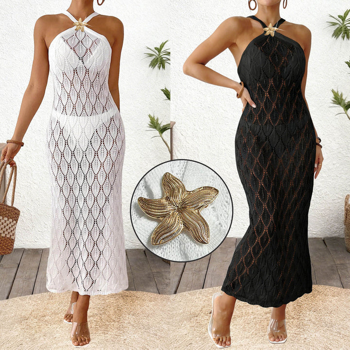 Women's crocheted beach cover-up with elegant V-neck Mune Fashion