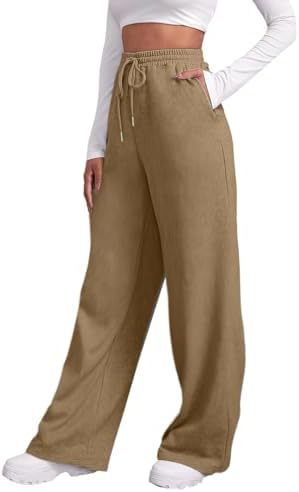 Ladies wide High-Waist Palazzo lounge pants with elastic comfort waistband, drawstring and side pockets Mune Fashion