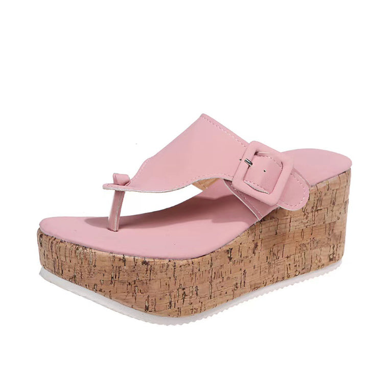 Women's wedge sandals with cork platform and adjustable buckle strap Mune Fashion