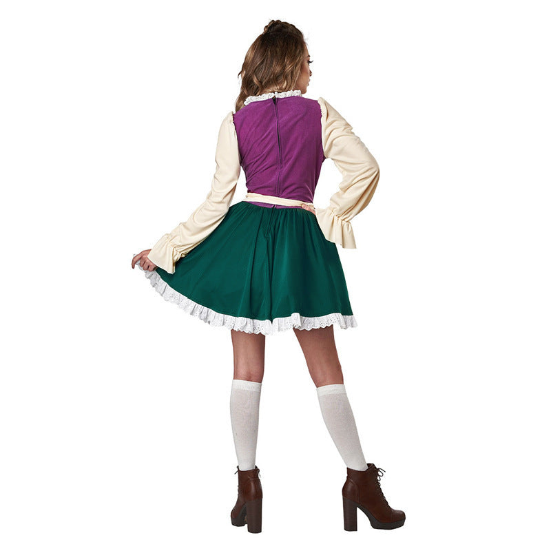 Women’s traditional dirndl dress with apron, laced corset, and ruffled sleeves Mune Fashion