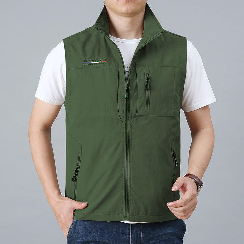 Men's nan ultralight technical outdoor vest with water-repellent ripstop, standing collar, and multiple zippered pockets Mune Fashion