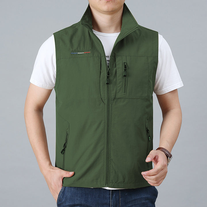Men's ultralight technical outdoor vest with water-repellent ripstop, standing collar, and multiple zippered pockets Mune Fashion