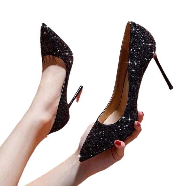 Women's platform pumps with pointed toe cap and high stiletto heel Mune Fashion