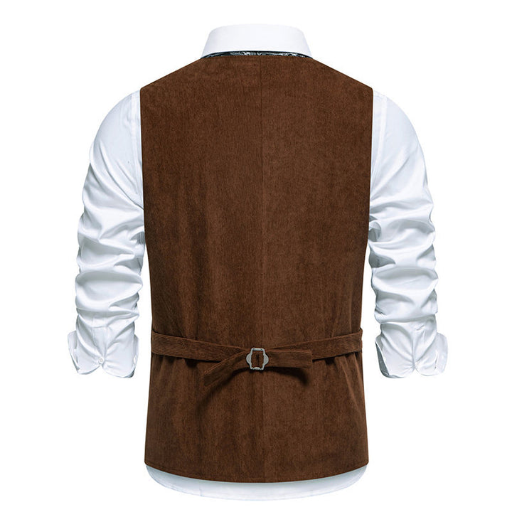 Men's Traditional Embroidered Suit Vest with V-Neck and Decorative Buttons Mune Fashion