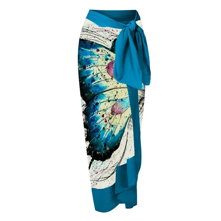 Women One-Sided Swimsuit with Eye-Catching Butterfly Motif and Voluminous Ruffle Element Mune Fashion